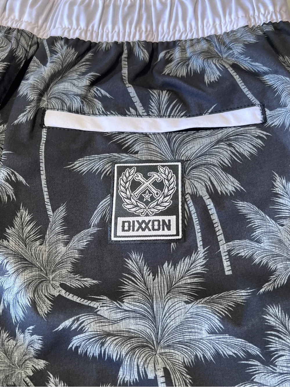 DIXXON The Chad Bali Swim Trunks Mens S Black Palm Tree Hybrid Shorts New in Bag